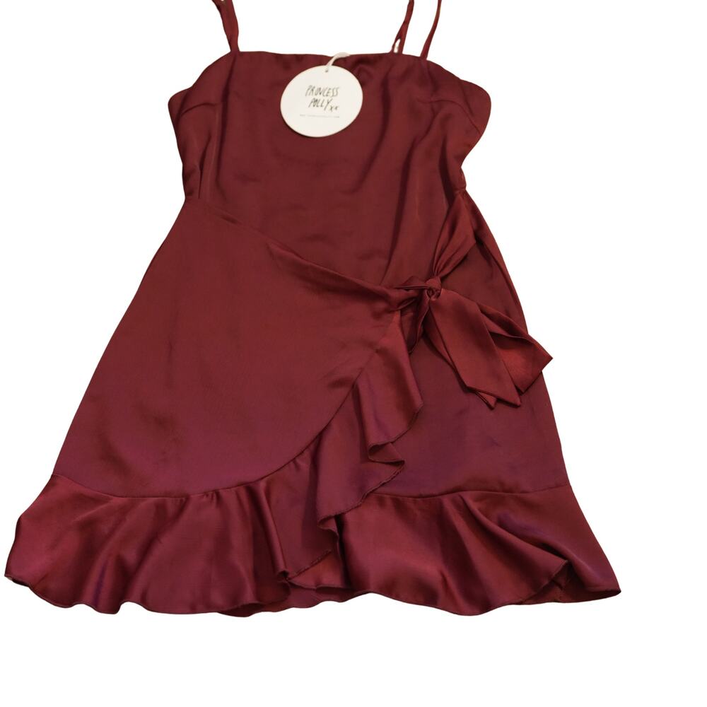 Princess Polly Sleeveless Ruffle Dress - Maroon - Size 6
